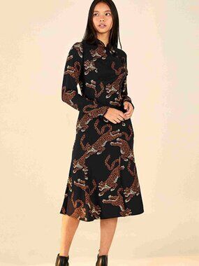NWT FARM Rio Leopards Midi Dress